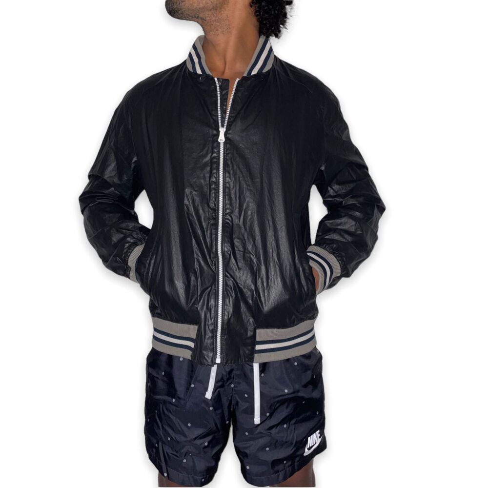 Hugo Boss Vintage Orange Mens Moto Bomber Jacket Brown Medium Large